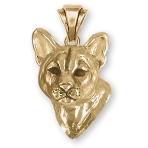 Cougar Jewelry 14k Gold Vermeil Handmade Mountain Lion Pendant COU3H-PVM