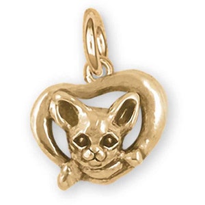 Chihuahua Jewelry 14k Yellow Gold Handmade Chihuahua Charm CU22-CG