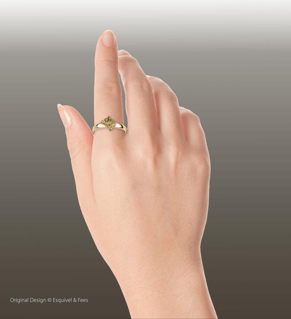 Shiba Inu Ring 14k Yellow Gold Handmade Shiba Inu Jewelry SI51XH