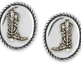 Gemelli da stivale western fatti a mano in argento sterling B2-CL