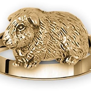 Guinea Pig Jewelry 14k Yellow Gold Handmade Guinea Pig Ring  GP121X-RG