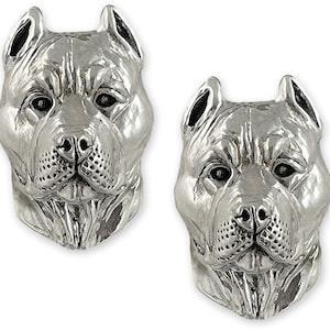 Pit Bull Cufflinks Sterling Silver Handmade Pit Bull Jewelry PTB6-CL