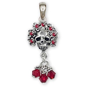 Day Of The Dead Sugar Skull Pendant Sterling Silver Handmade Dia De Los Muertos Jewelry DOD2-P
