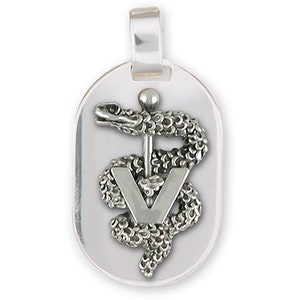 Veterinary Caduceus Jewelry Sterling Silver Handmade Veterinary Caduceus Pendant  VCD1-DT
