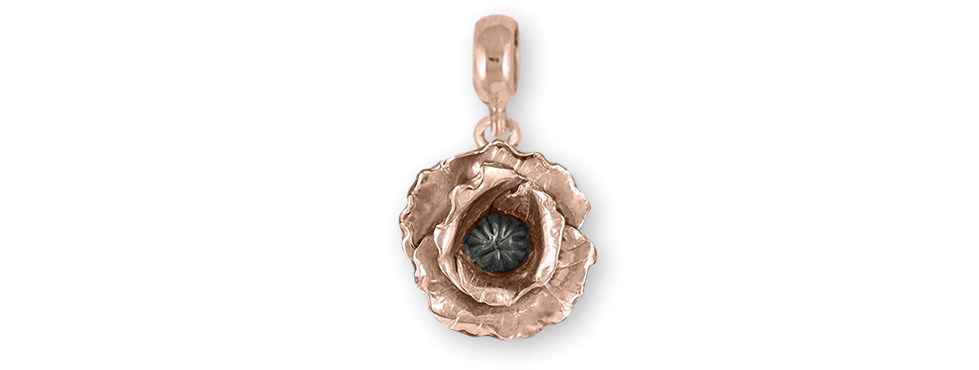 Poppy Jewelry 14k Rose Gold Vermeil Handmade Poppy Charm Slide This Charm Will Fit A Pandora® Slide Bracelet PP1-PNSRvm