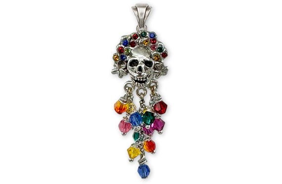 Day of the Dead Pendant Sterling Silver, Handmade Dia De Los