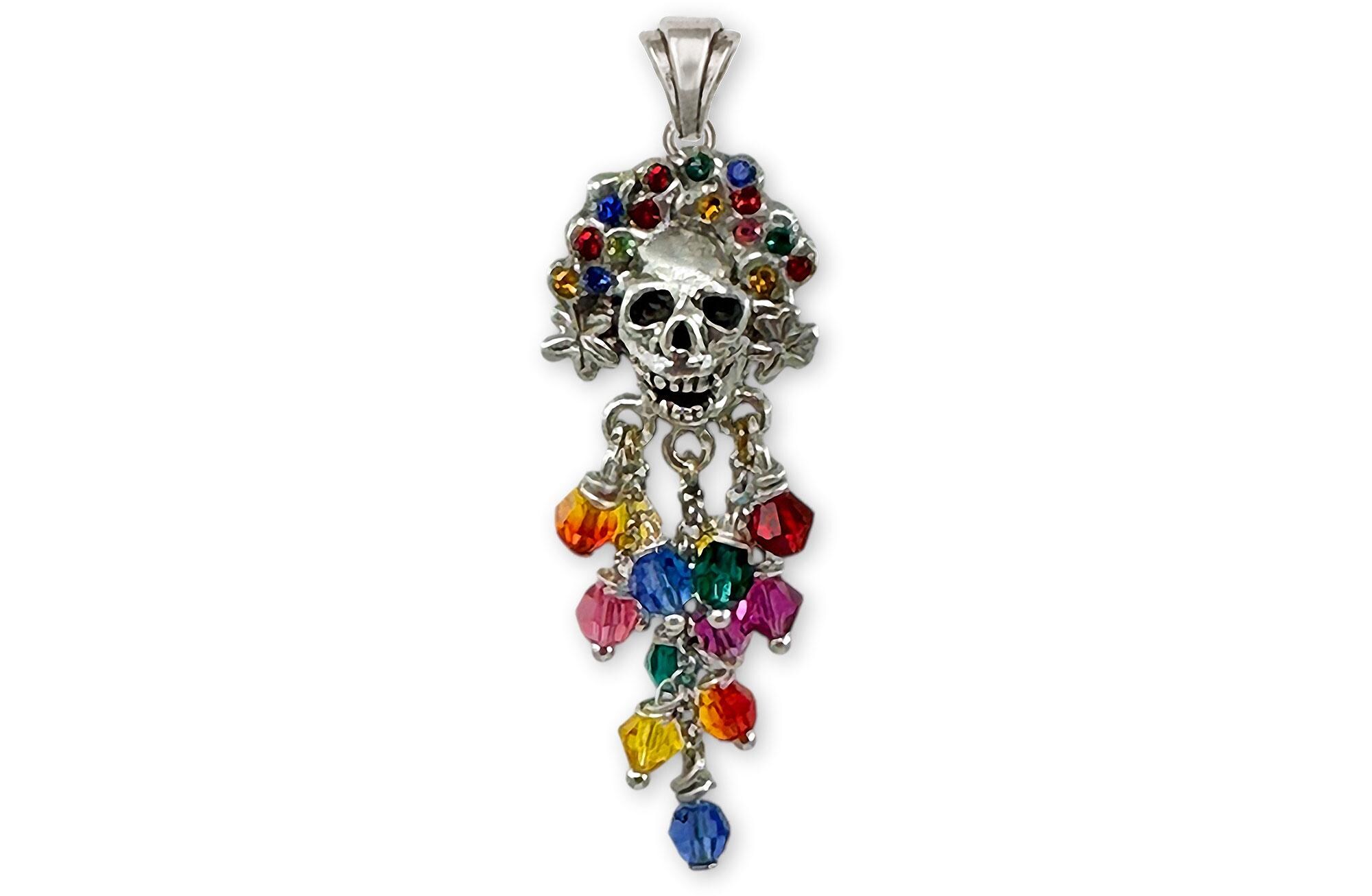 Day of the Dead Pendant Sterling Silver, Handmade Dia De Los