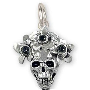 Day Of The Dead Skull Charm Sterling Silver Handmade Día De Los Muertos Jewelry DOD1-BC