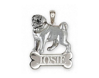Pug Jewelry Sterling Silver Handmade Dog Pendant  PG44-NP