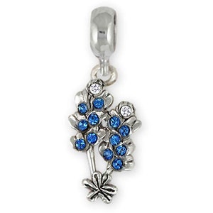 Bluebonnet Pandora Charm Jewelry Sterling Silver Bluebonnet Flower Charm Slide This Charm Will Fit A Pandora® Slide Bracelet BBD2X-PNS