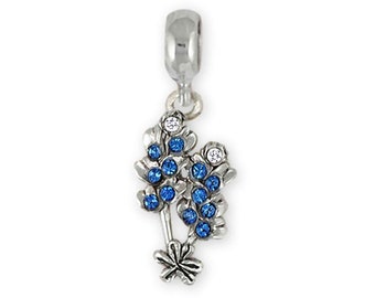 Bluebonnet Jewelry Sterling Silver Handmade Bluebonnet Flower Charm Slide This Charm Will Fit A Pandora® Slide Bracelet BBD2X-PNS