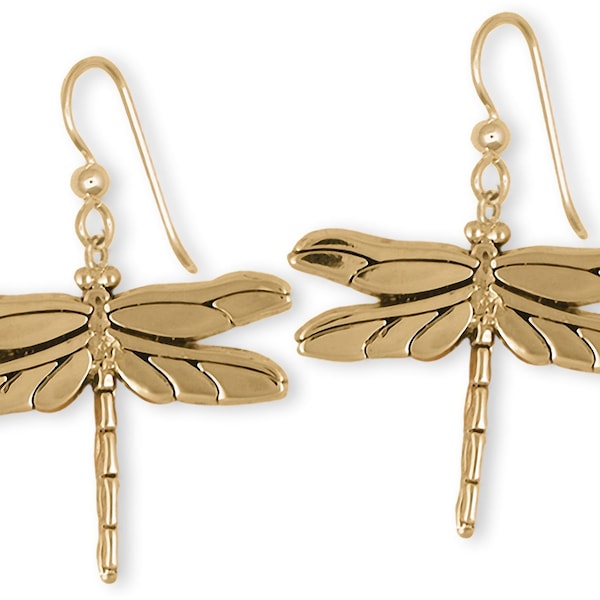 Dragonfly Jewelry Gold Vermeil Handmade Dragonfly Earrings  DY2-EVM