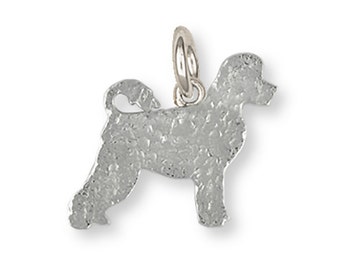 Portuguese Water Dog Jewelry Solid Sterling Silver Portuguese Water Dog Charm Jewelry  PWD1-C