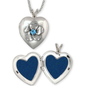 Forget Me Not Jewelry Sterling Silver Handmade Forget Me Not Birthstone Pendant  FMN2-ST