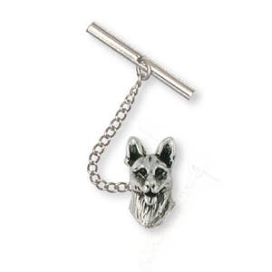 German Shepherd Tie Tack Jewelry Sterling Silver Handmade Dog Tie Tack DO20-HTT