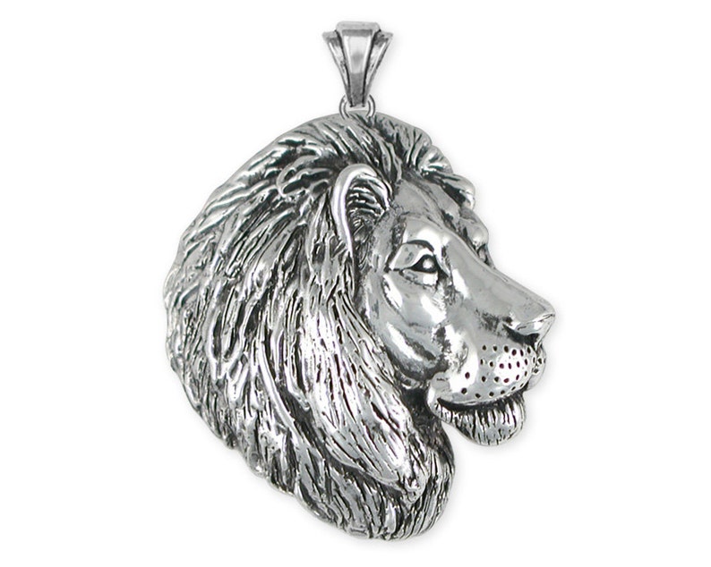 Lion Jewelry Large Sterling Silver Lion Pendant Jewelry Etsy