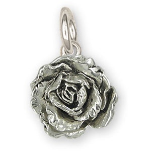 Peony Jewelry Sterling Silver Handmade Peony Flower Charm  PNY2-C