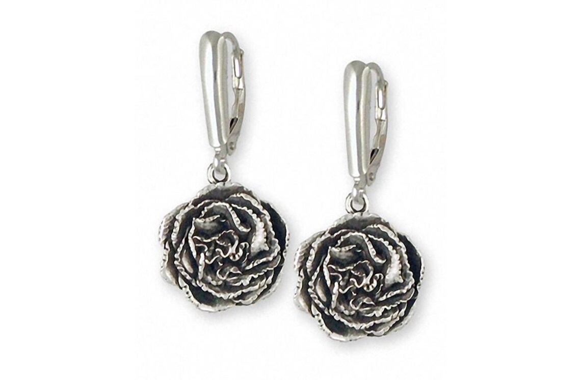 Carnation Earrings Jewelry Sterling Silver Handmade Flower Etsy