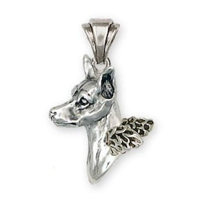 Min Pin Angel Jewelry Sterling Silver Handmade Miniature Pinscher Pendant  MP16AP
