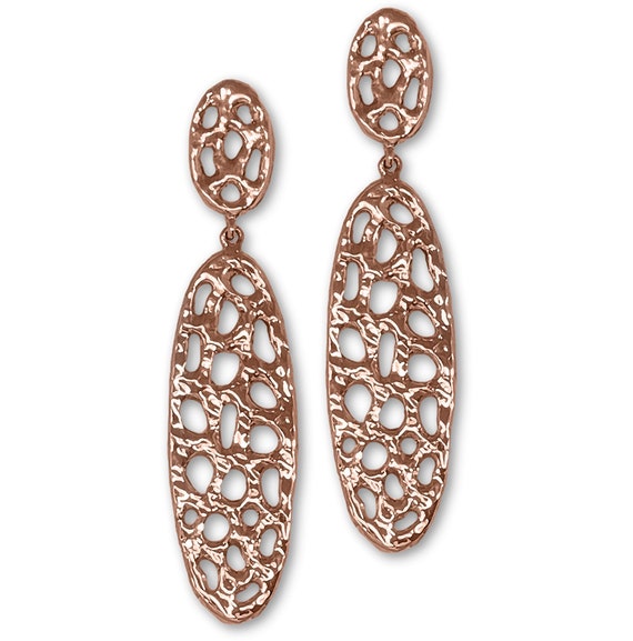 Fashion Earrings Jewelry 14k Rose Gold Plated Handmade Honeycomb Fashion  Earrings FAHC1-RE