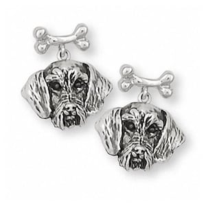 Wire Hair Dachshund Earrings Jewelry Sterling Silver Handmade Dog Earrings WD4-BNE