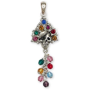 Day Of The Dead Pendant Sterling Silver Handmade Dia De Los Muertos Skull Jewelry DOD3-P