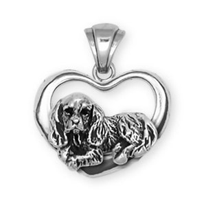 Cavalier Jewelry Cavalier King Charles Spaniel Heart Pendant Jewelry Handmade Sterling Silver KC3H-P