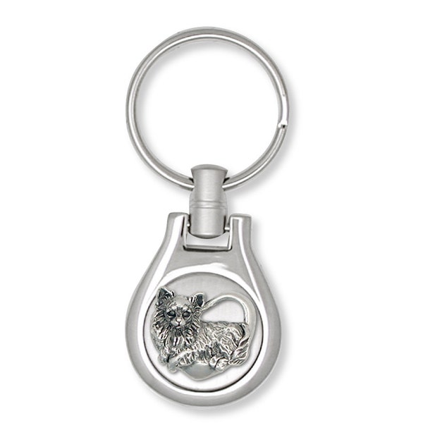 Chihuahua Bijoux Cheveux Longs Chihuahua Porte-clés Bijoux Argent Sterling Cheveux Longs Chihuahua Charmes Et Bijoux CH58-K