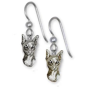 Min Pin Schmuck Sterling Silber Handgemacht Miniatur Pinscher Ohrringe MP2E