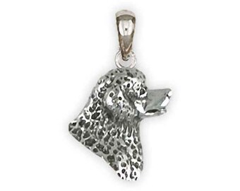 Portuguese Water Dog Jewelry Sterling Silver Handmade Portuguese Water Dog Pendant  PWD4H-P