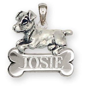 Jack Russell Jewelry Sterling Silver Handmade Jack Russell Terrier Personalized Pendant  J11B-NP