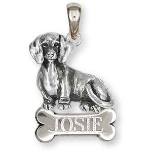 Dachshund Jewelry Sterling Silver Handmade Dachshund Personalized Pendant  DA21-NP