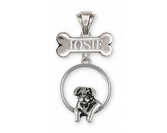 Pug Jewelry Sterling Silver Handmade Dog Pendant  PG46-NP