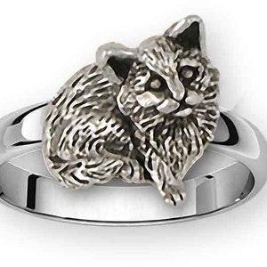 Cat Jewelry Sterling Silver Handmade Cat Ring  MN4-R