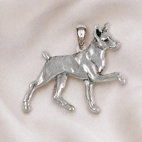Min Pin Pendant Sterling Silver Miniature Pinscher Necklace Min Pin Dog Jewelry Mini Pinscher Pendant Min Pin Necklace MP18-P