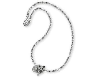 Cat Jewelry Sterling Silver Handmade Cat Ankle Bracelet  MN4-A