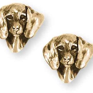 Dachshund Jewelry 14k Yellow Gold Handmade Dachshund Earrings  DA21H-EG