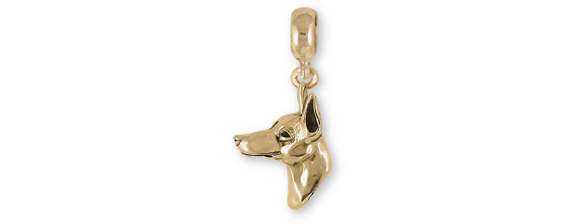 PANDORA 犬型ゴールドチャーム ドーベルマン パンドラ チャーム スライド 14K イエローゴールド