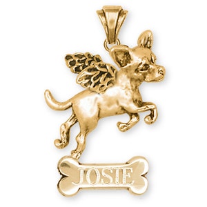 Chihuahua Jewelry Chihuahua Angel Pendant 14k Yellow Gold Vermeil Chihuahua Angel Jewelry CHW4-ANPVM