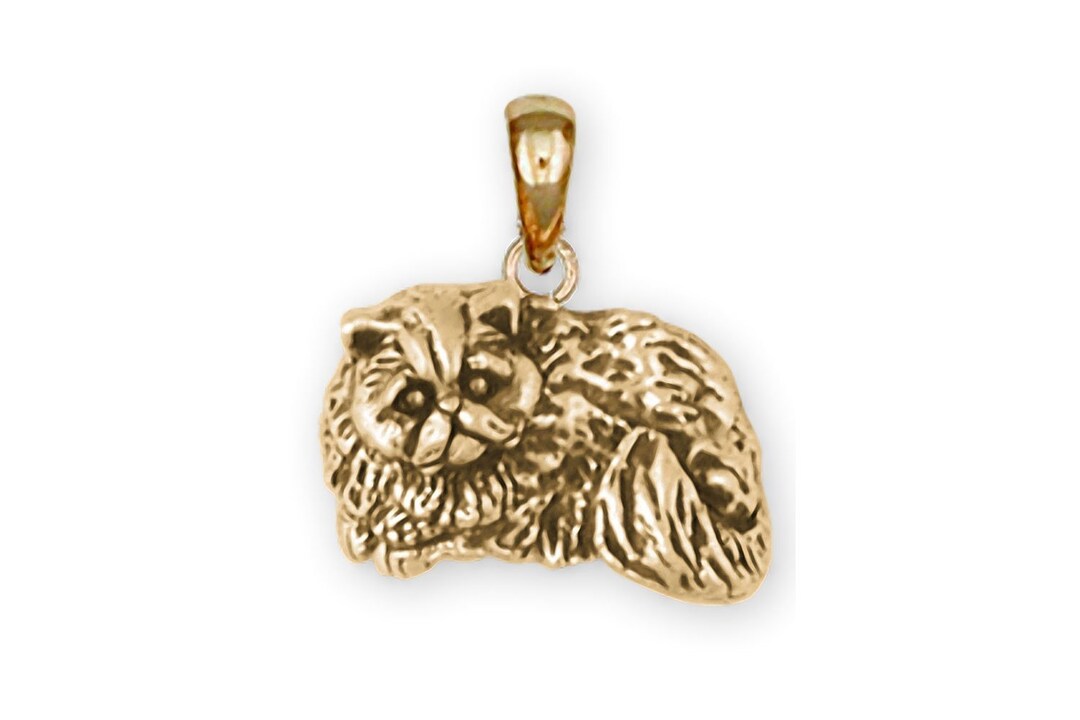 Persian Cat Jewelry 14k Gold Handmade Persian Cat Pendant Etsy