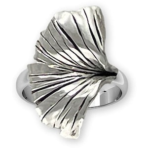 Ginkgo Ring Sterling Silver Handmade Ginkgo Jewelry GNK3-R