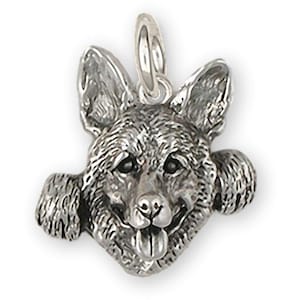 German Shepherd Jewelry Sterling Silver Handmade German Shepherd Charm  GS111X-C
