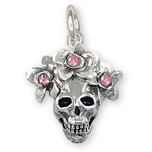 Day Of The Dead Skull Charm Sterling Silver Handmade Día De Los Muertos Jewelry DOD1-PC