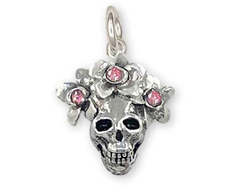 Day Of The Dead Skull Charm Sterling Silver Handmade Día De Los Muertos Jewelry DOD1-PC