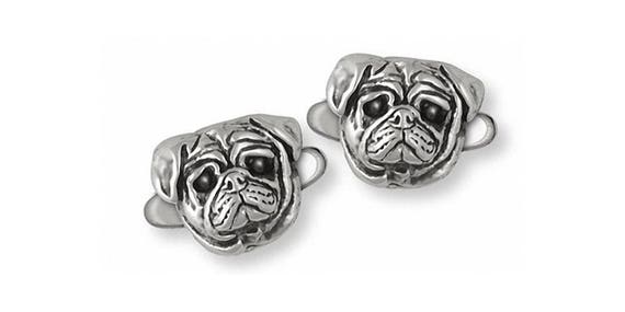 Pug Cufflinks Jewelry Sterling Silver Handmade Dog Cufflinks PG24-CL