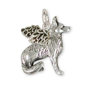 German Shepherd Angel Charm Jewelry Sterling Silver Handmade Dog Charm GS31-AC