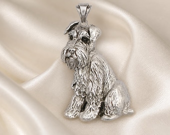 Schnauzer Pendant Sterling Silver Handmade Dog Necklace Pendant, Schnauzer Portrait Jewelry D55-P