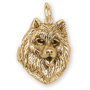 Samoyed Jewelry 14k Yellow Gold Handmade Samoyed Charm  SM7-CG