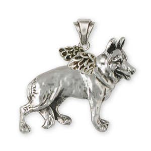 German Shepherd Angel Pendant Jewelry Sterling Silver Handmade Dog Pendant GS5-AP