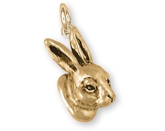 Rabbit Jewelry 14k Yellow Gold Handmade Bunny Charm  RA10-CG